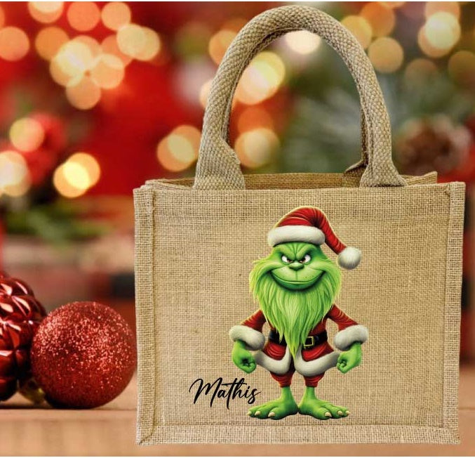 Jute Tasche Weihnachte-MR.GREEN/mit Wunschname