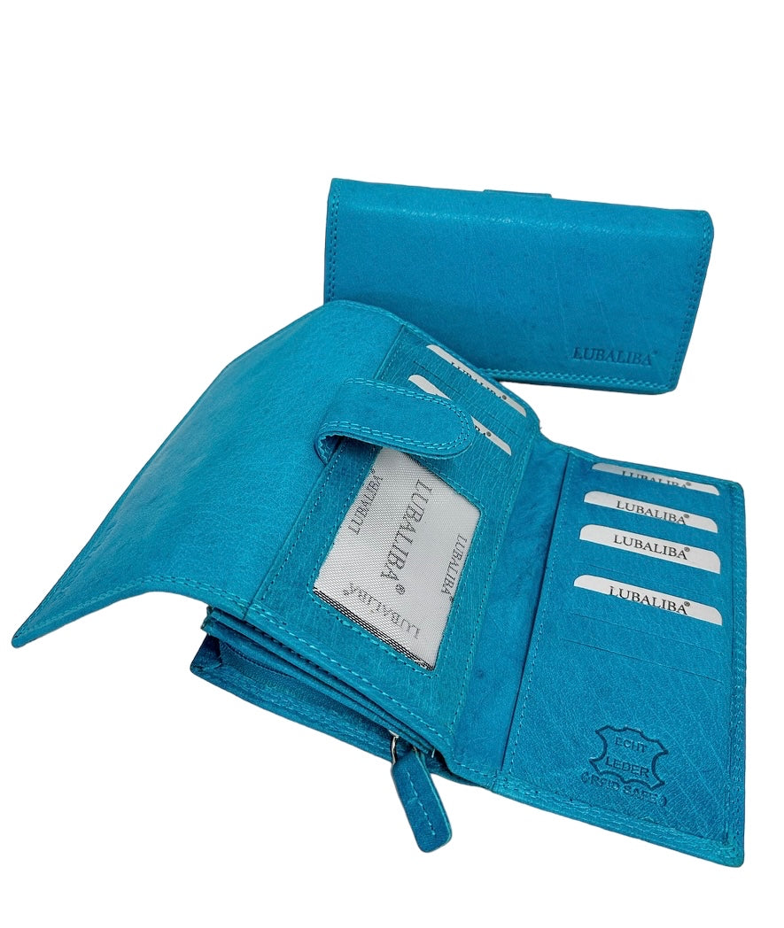 LUBALIBA® ECHTR LEDER Portemonnaie APRIL/TÜRKIS