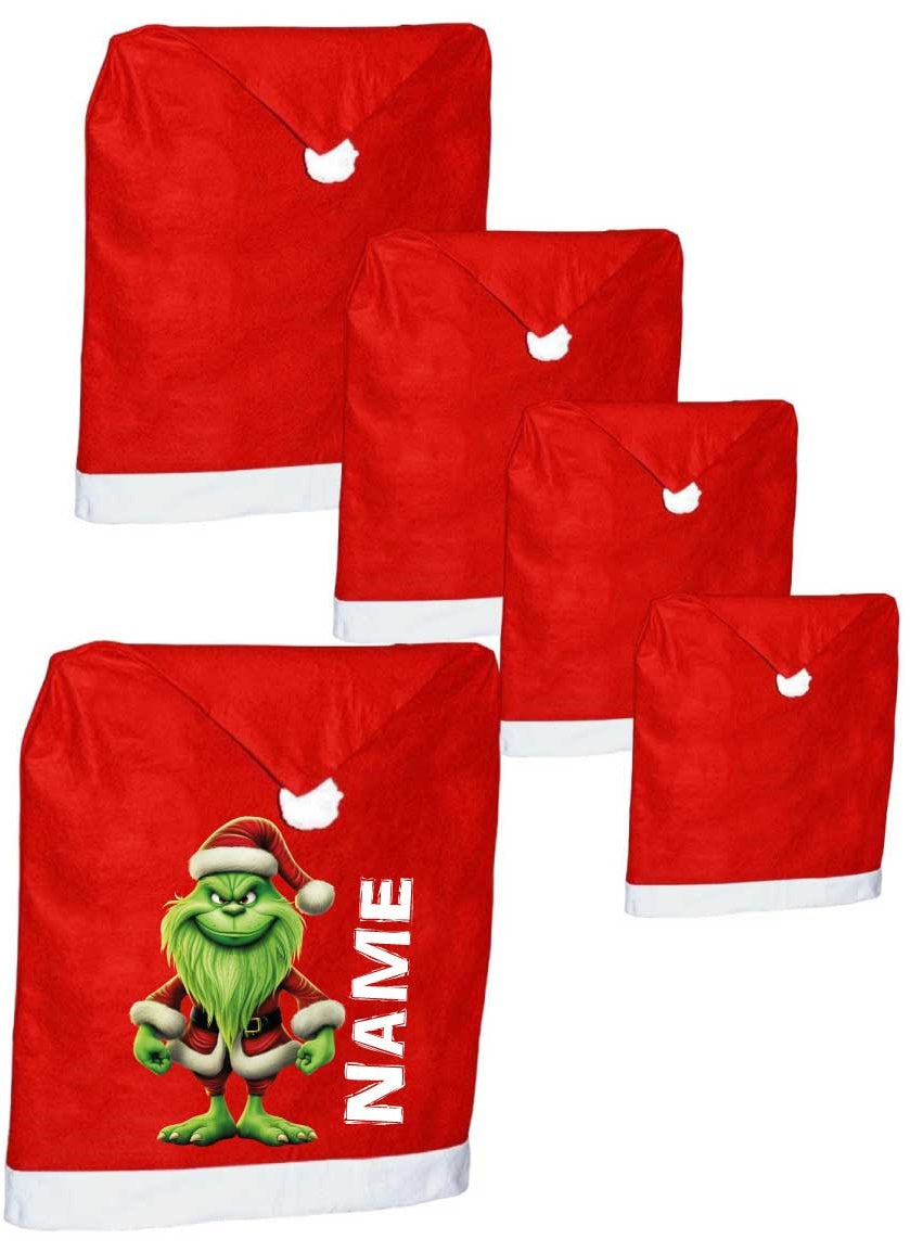 Weihnachts Stuhlhusse Rot / Mr.Green mit Wunschname