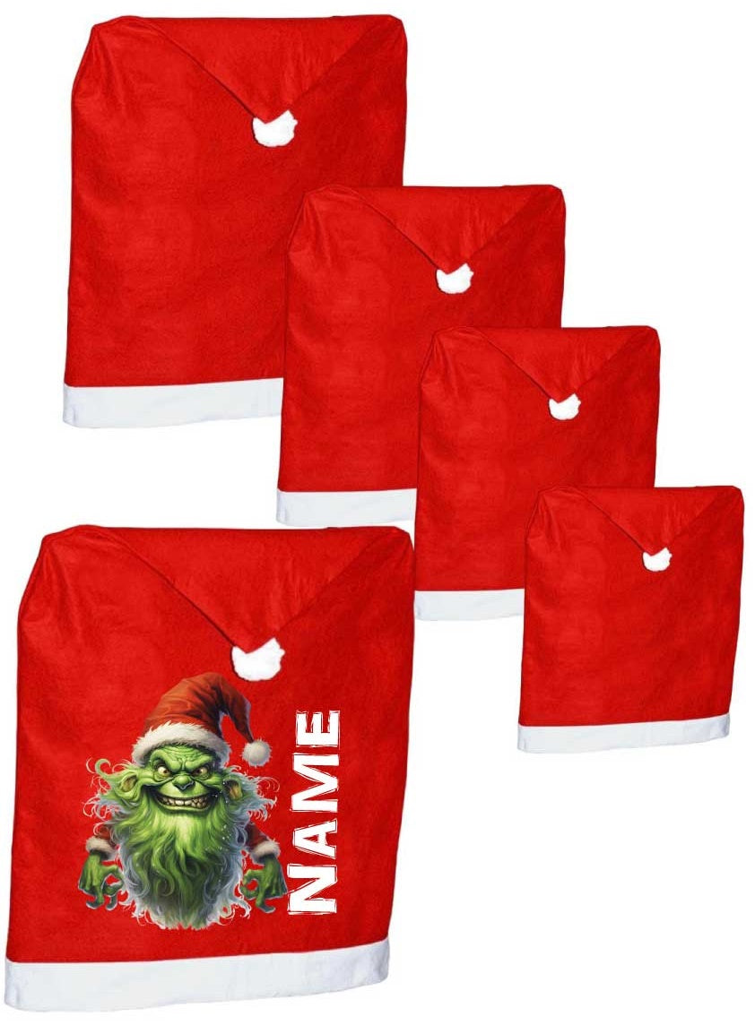 Weihnachts Stuhlhusse Rot / Mr.Boo mit Wunschname