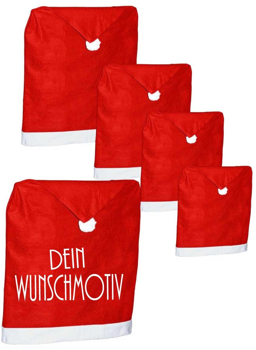 Weihnachts Stuhlhusse Rot / mit Wunschmotiv