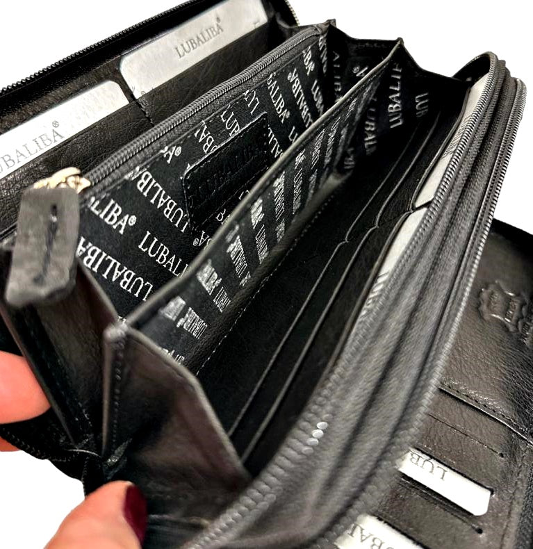 LUBALIBA® ECHTR LEDER Portemonnaie DEZEMBER SCHWARZ