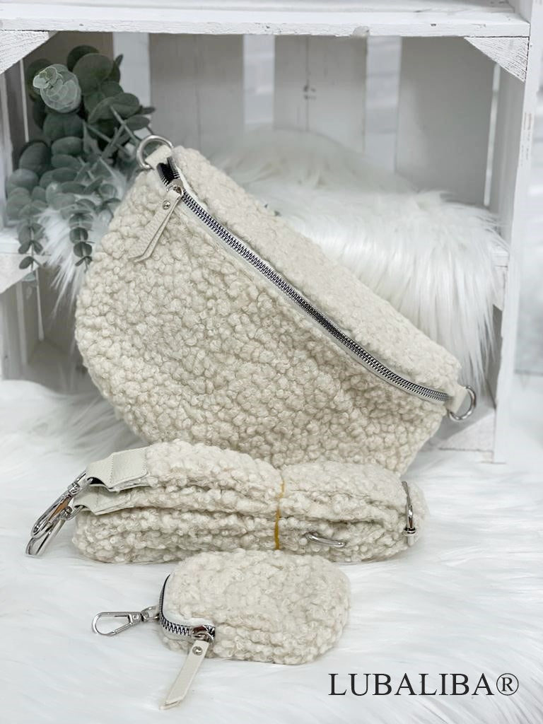 Stylische Plüsch BODYBAG/PLÜSCHGURT/Creme