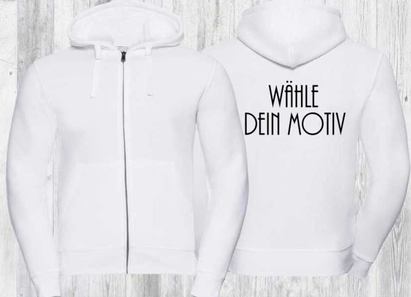 KAPUZEN-JACKE UNISEX WEIß SWEAT- JACKE CREATLIBA