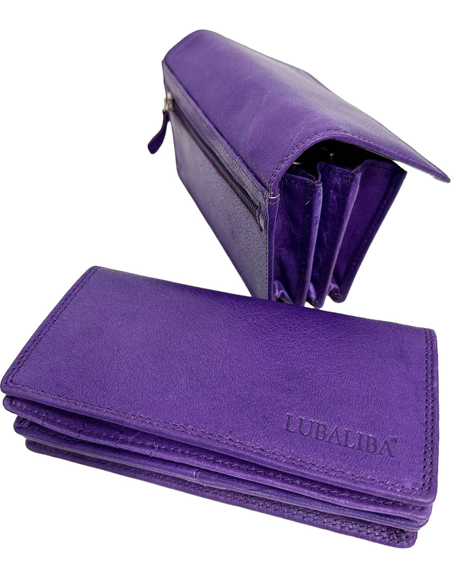 LUBALIBA® ECHTR LEDER Portemonnaie FEBRUAR/LILA