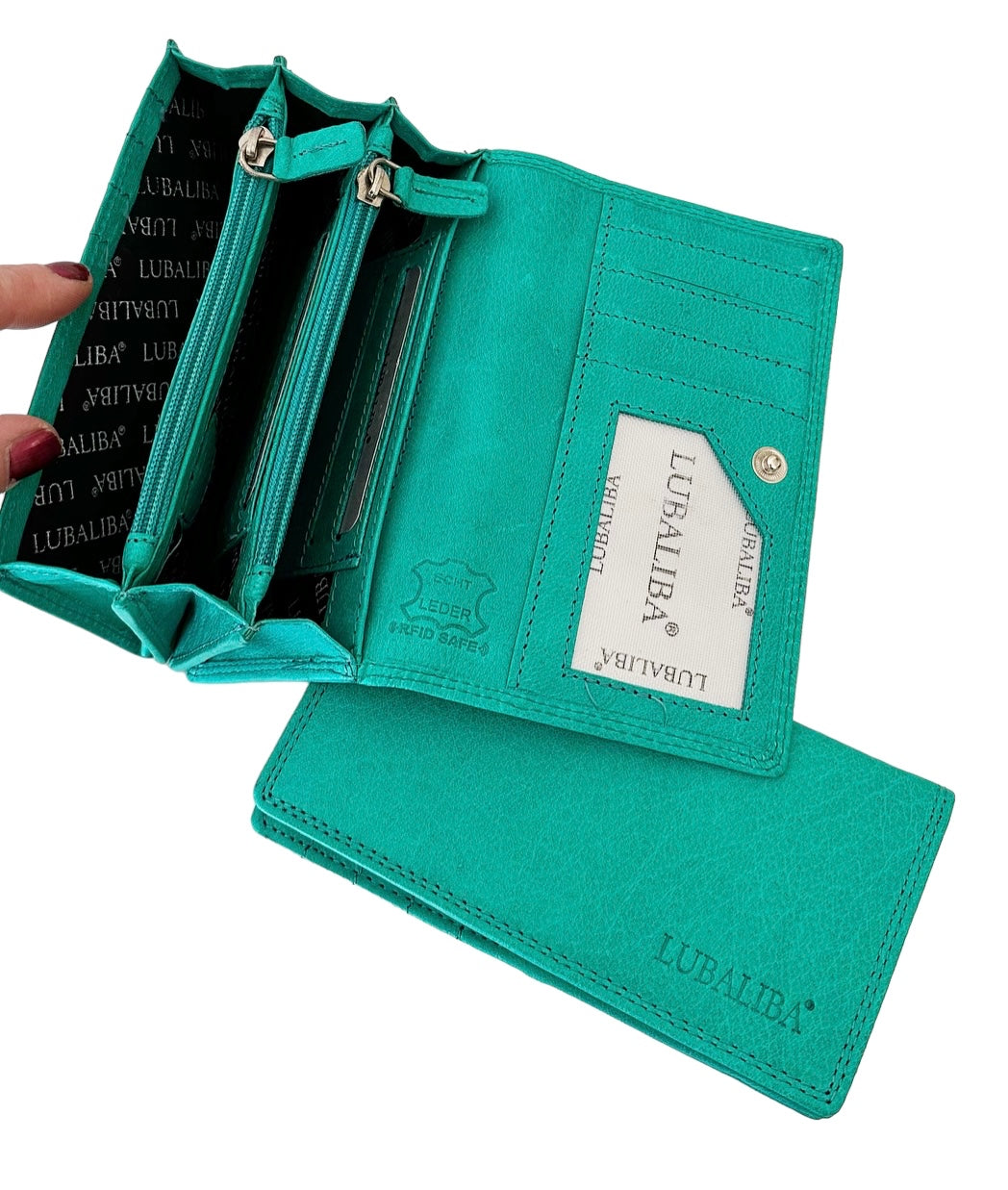 LUBALIBA® ECHTR LEDER Portemonnaie FEBRUAR/MINT