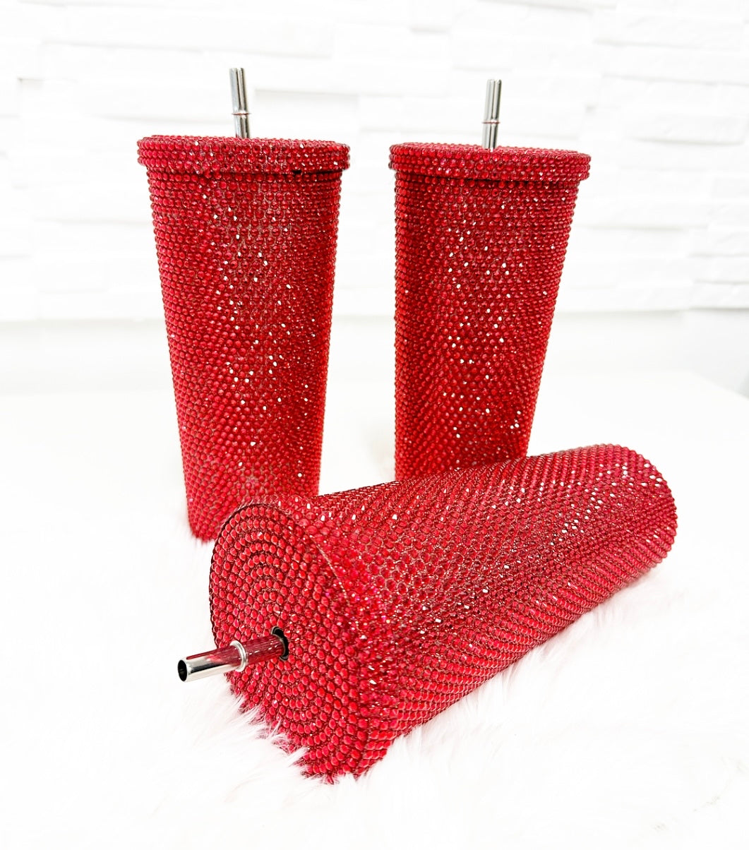 LUBALIBA® STRASS EDELSTAHL/THERMOBECHER-ROT