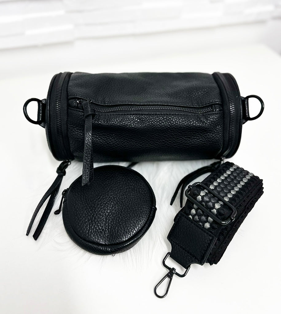 HANDTASCHE TrommelDesign Style/SCHWARZ