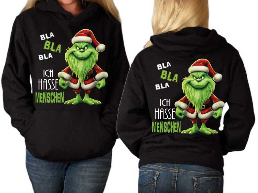 UNISEX HOODIE/SCHWARZ- MR.GREEN ICH HASSE MENSCHEN