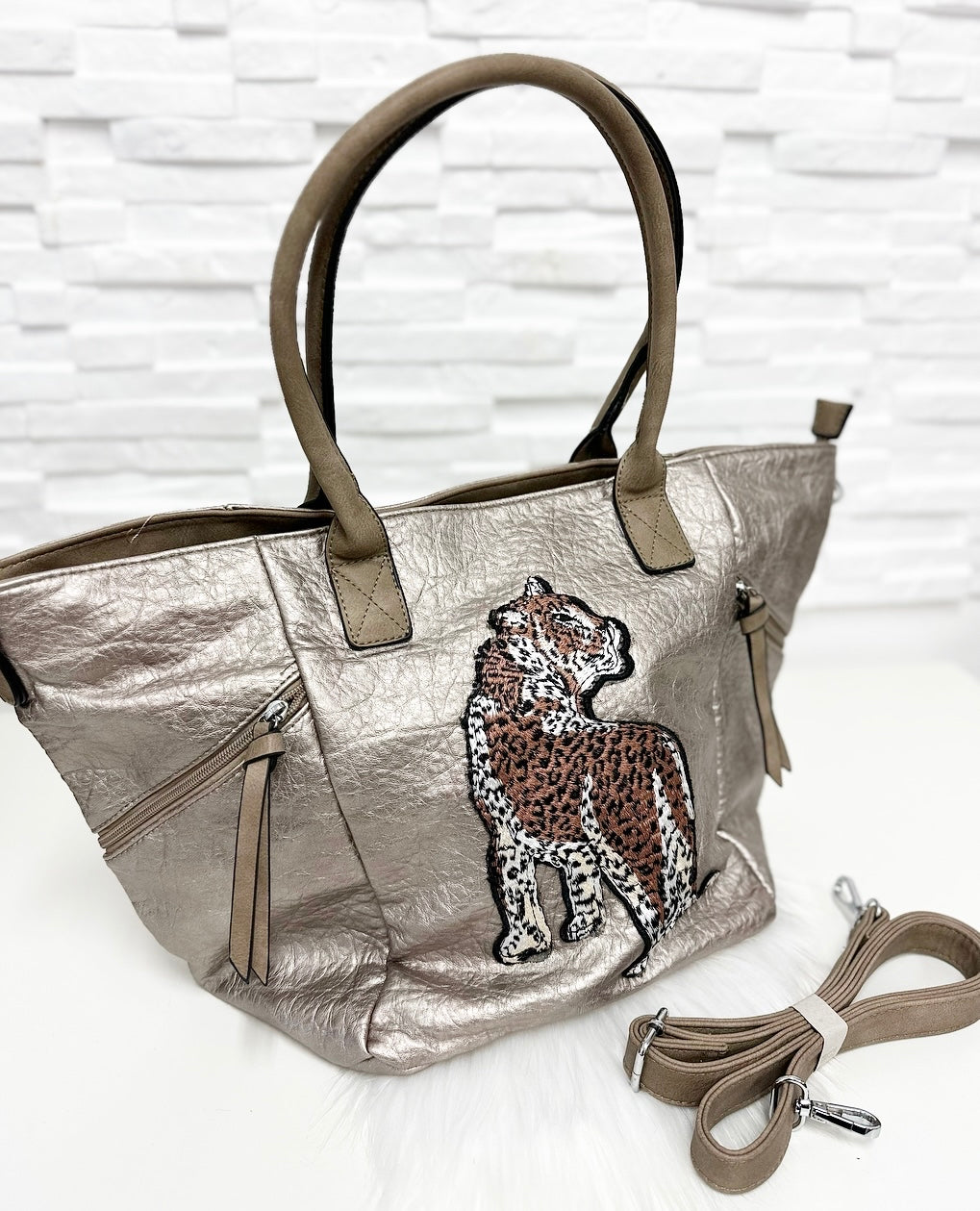 Stylische LeopardenTasche/KUPFER