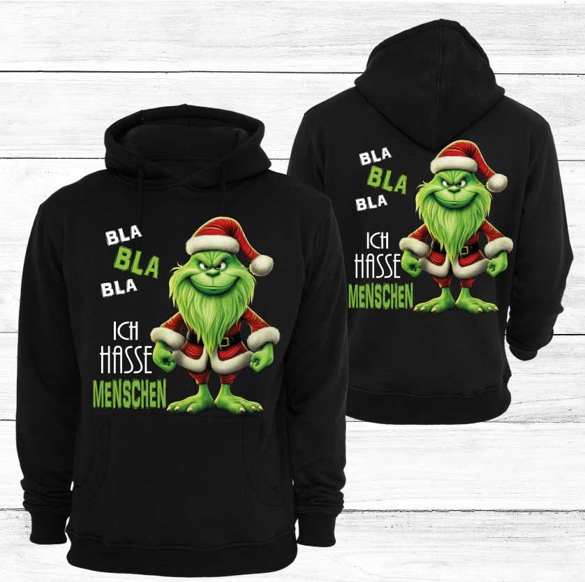 UNISEX HOODIE/SCHWARZ- MR.GREEN ICH HASSE MENSCHEN