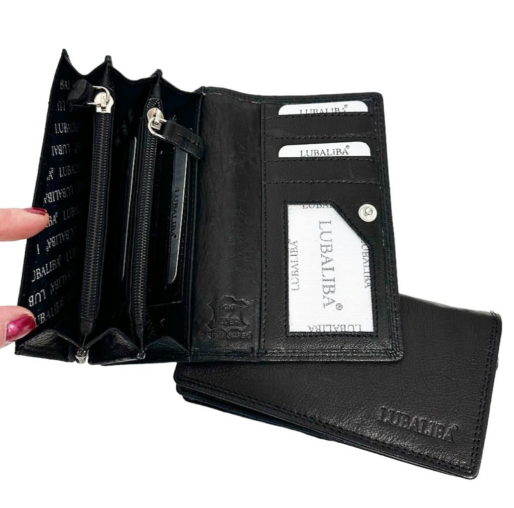 LUBALIBA® ECHTR LEDER Portemonnaie FEBRUAR/SCHWARZ