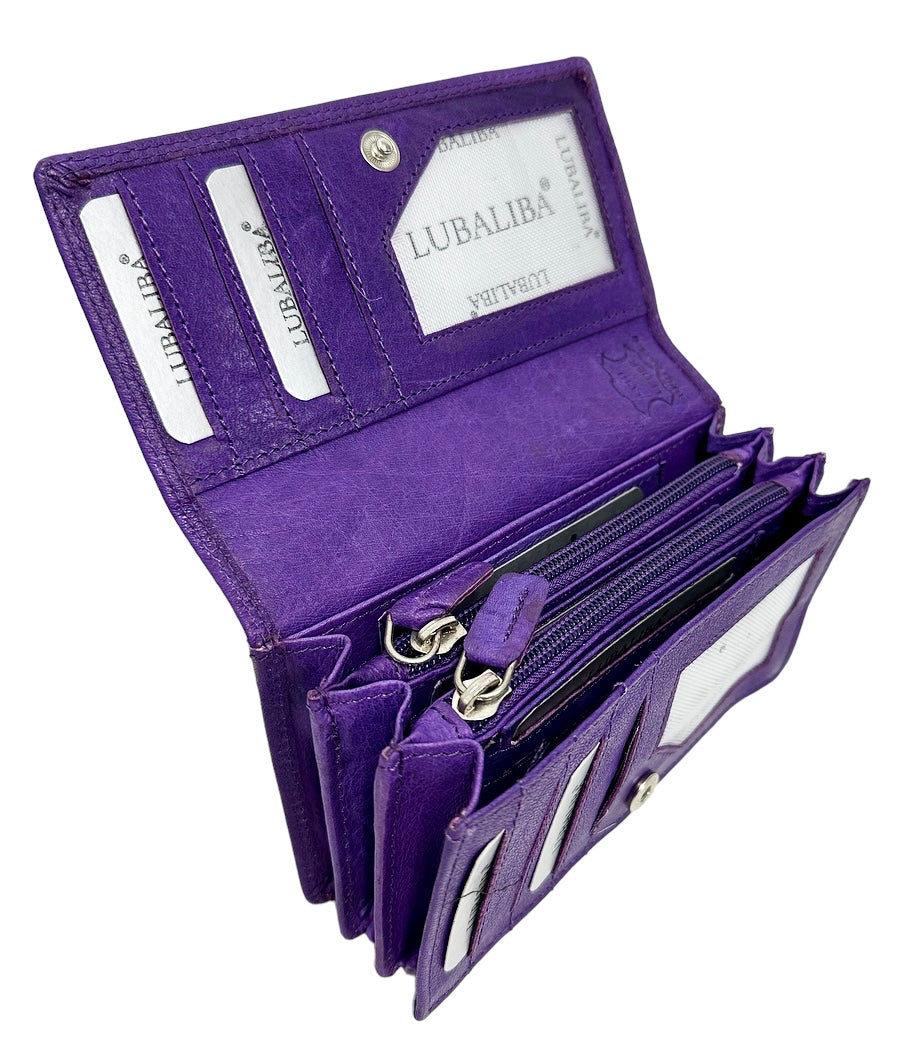 LUBALIBA® ECHTR LEDER Portemonnaie FEBRUAR/LILA