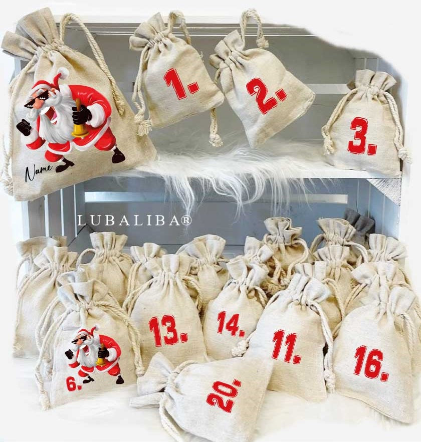 ADVENTSKALENDER JUTE /COOL SANTA-Mit Wunschnamen