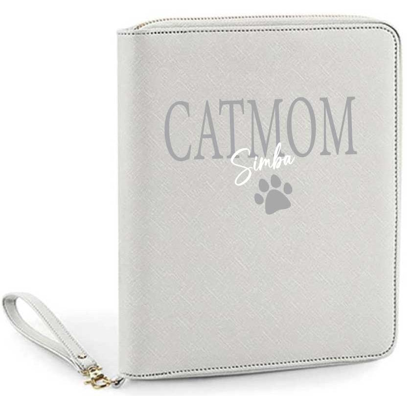 CATMOM Organizer/GRAU mit Wunschnamen-Farbwahl