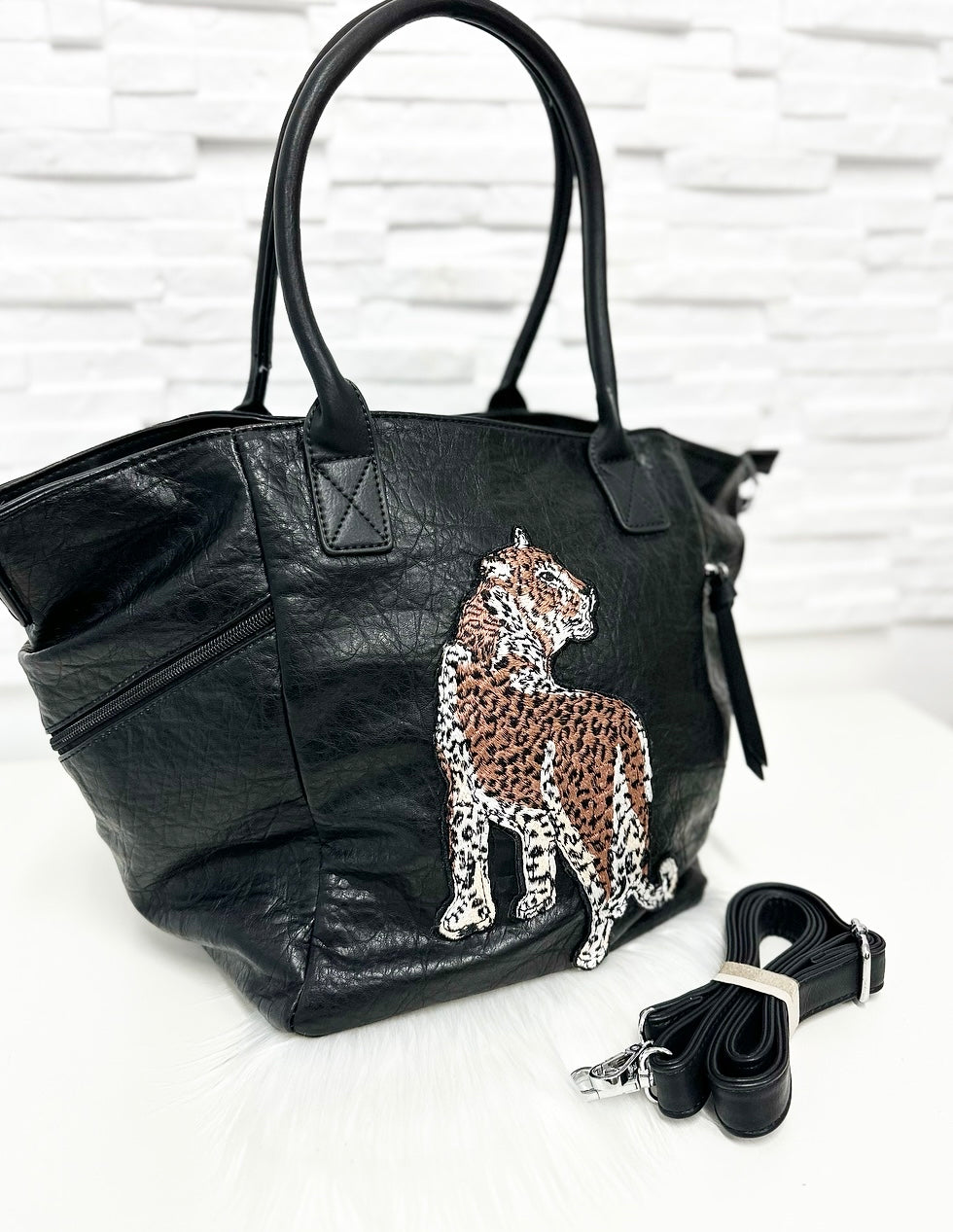 Stylische LeopardenTasche/SCHWARZ