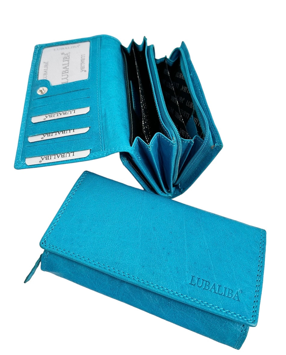 LUBALIBA® ECHTR LEDER Portemonnaie APRIL/TÜRKIS