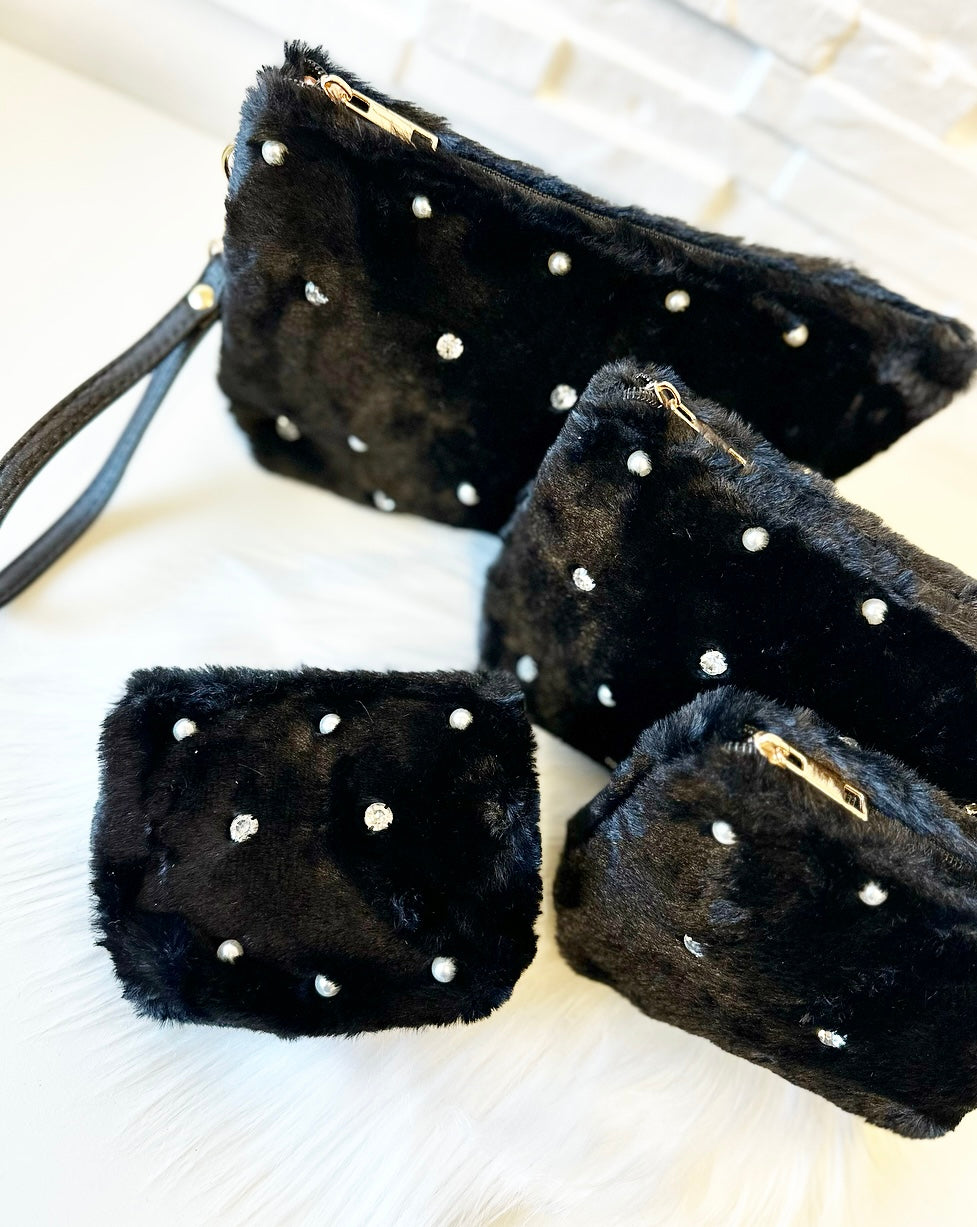 Edel Strass Beauty/Kosmetiktasche-SCHWARZ