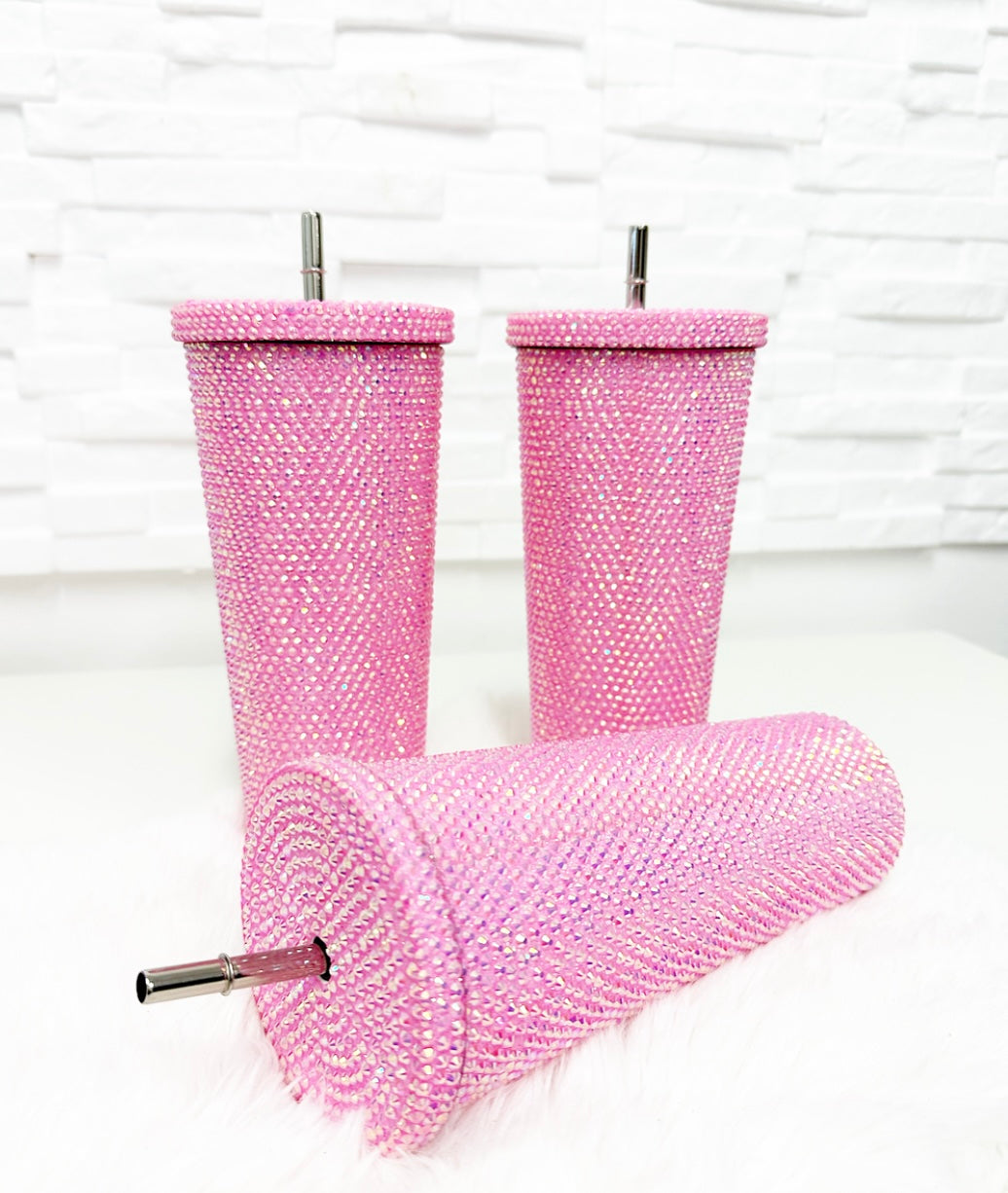 LUBALIBA® STRASS EDELSTAHL/THERMOBECHER-ROSA