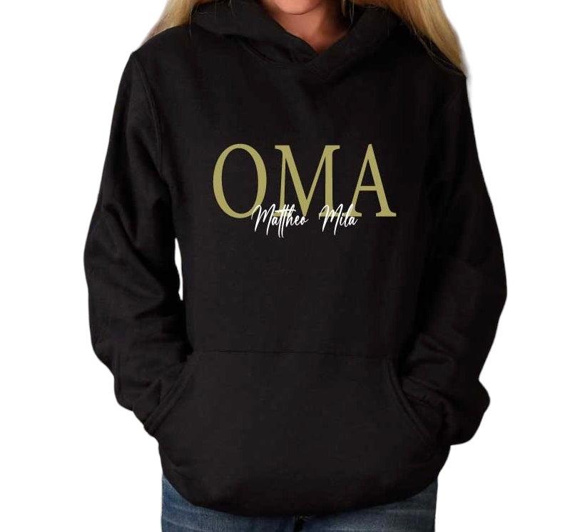 UNISEX HOODIE "OMA" MIT WUNSCHNAMEN-Farbwahl