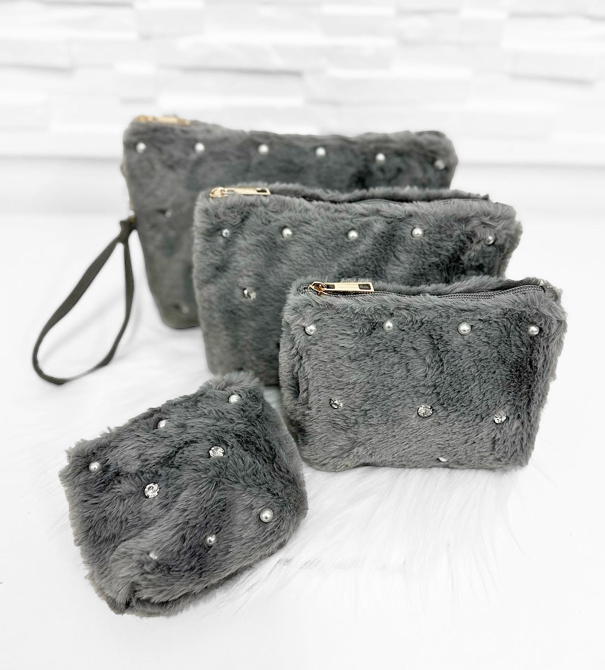 Edel Strass Beauty/Kosmetiktasche-GRAU