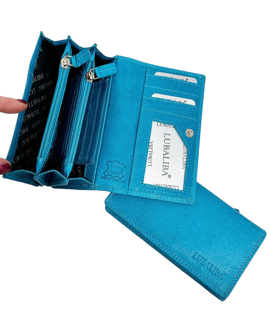 LUBALIBA® ECHTR LEDER Portemonnaie FEBRUAR/TÜRKIS