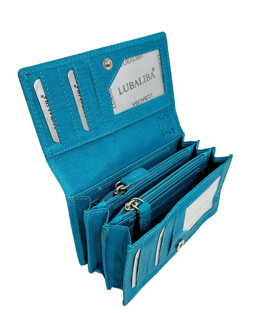 LUBALIBA® ECHTR LEDER Portemonnaie FEBRUAR/TÜRKIS