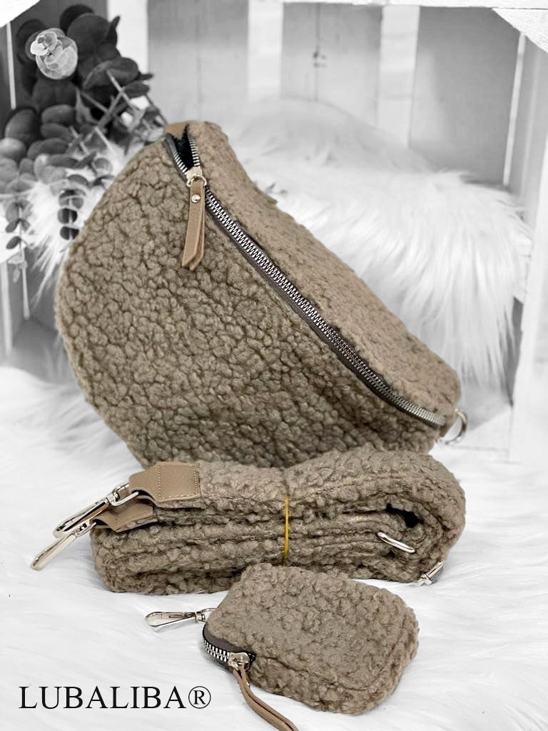 Stylische Plüsch BODYBAG/PLÜSCHGURT/Grau