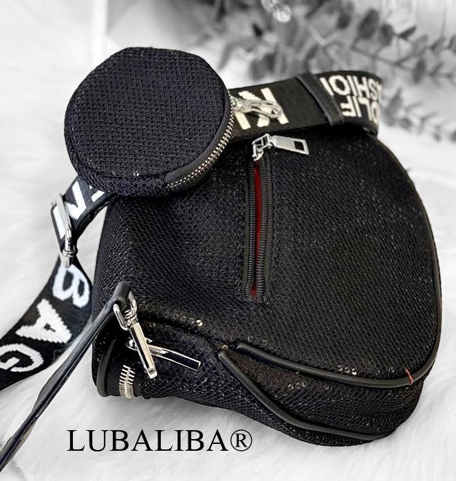 Stylische "BODYBAG" STRASS/DEKOR Bauchtasche Schwarz