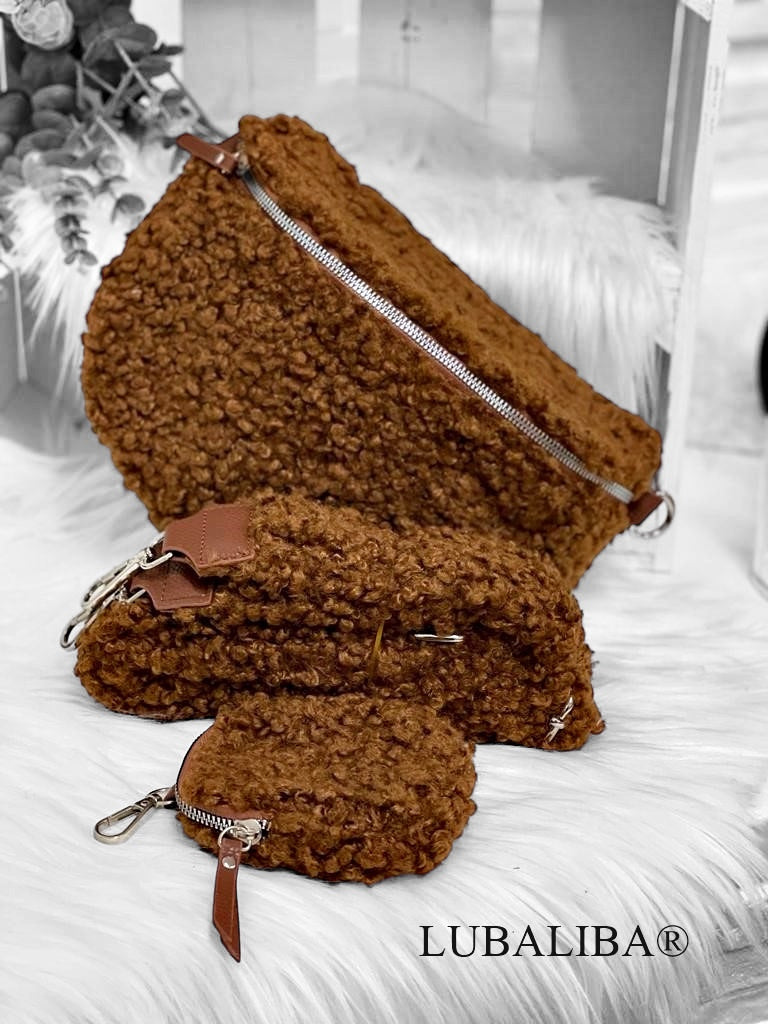 Stylische Plüsch BODYBAG/PLÜSCHGURT/Braun
