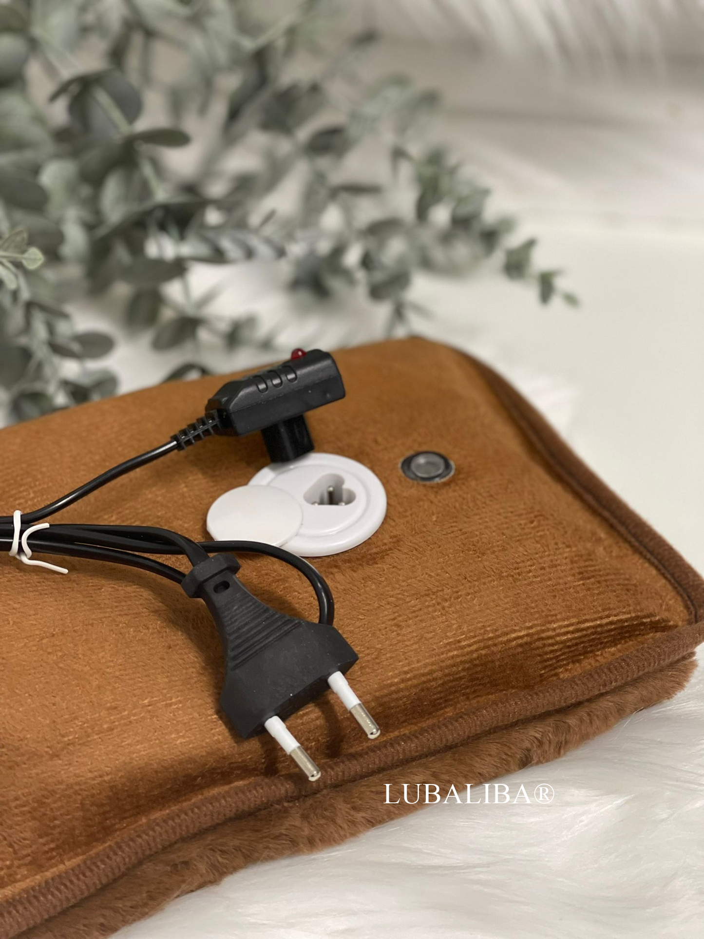 Elektrische Handwärmer/Fußwärmertasche mit weichem Plüschfutter-BRAUN