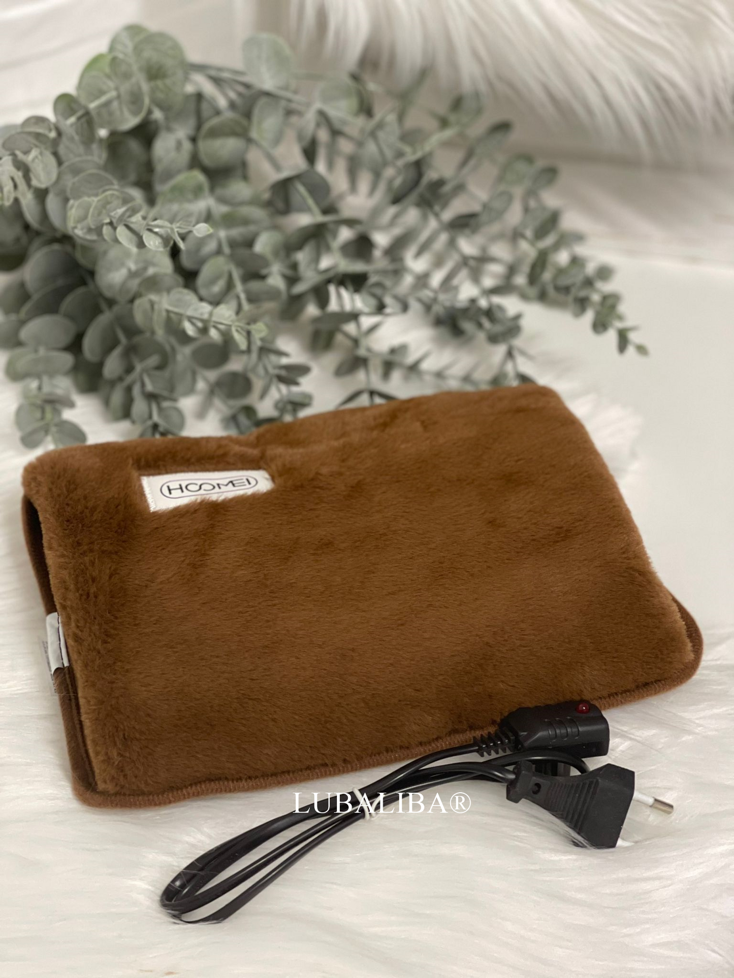Elektrische Handwärmer/Fußwärmertasche mit weichem Plüschfutter-BRAUN