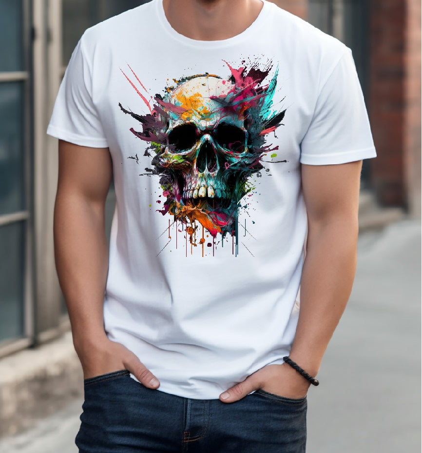 T-Shirt/weiß TOTENKOPF/SPLASH