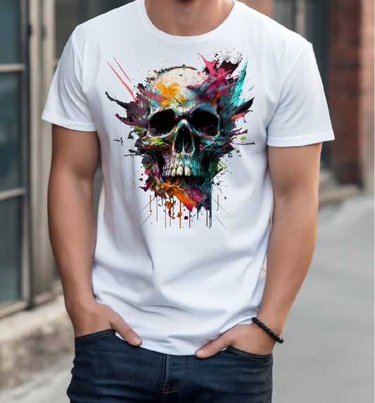 T-Shirt/weiß TOTENKOPF/SPLASH