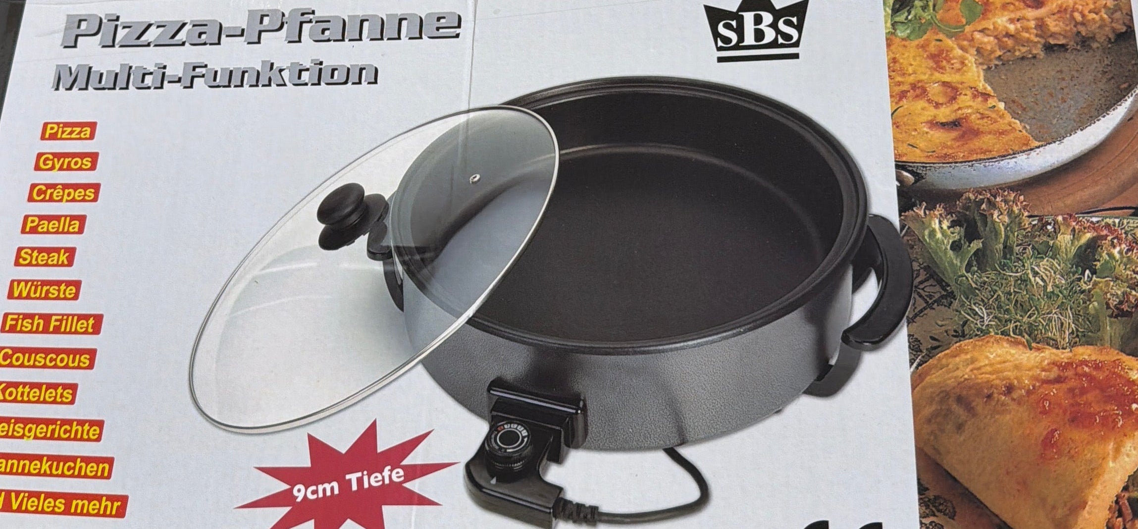 Elektrische Multi-Pizza-Pfanne – Multifunktionspfanne mit Glasdeckel