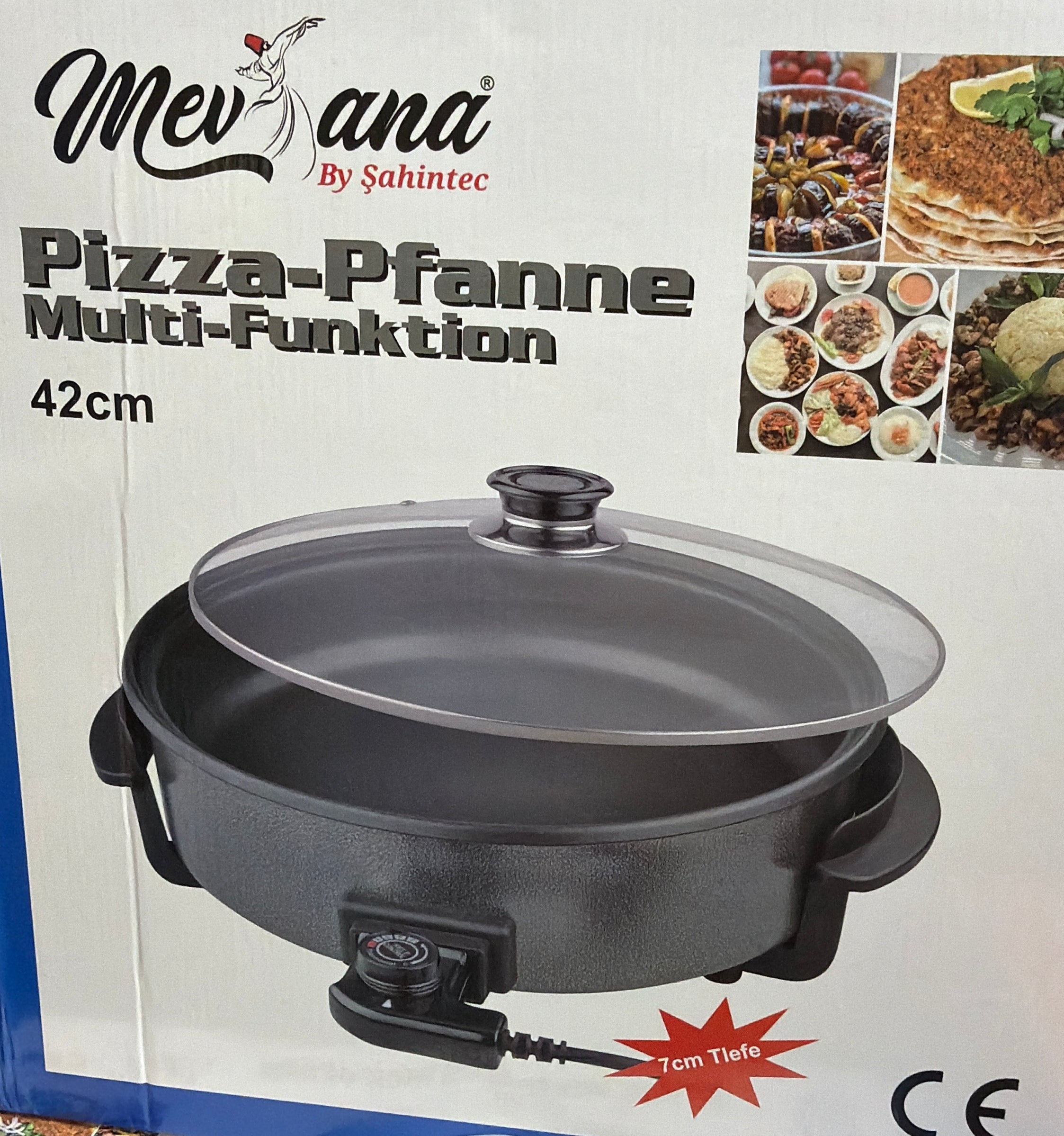 Elektrische Multi-Pizza-Pfanne – Multifunktionspfanne mit Glasdeckel