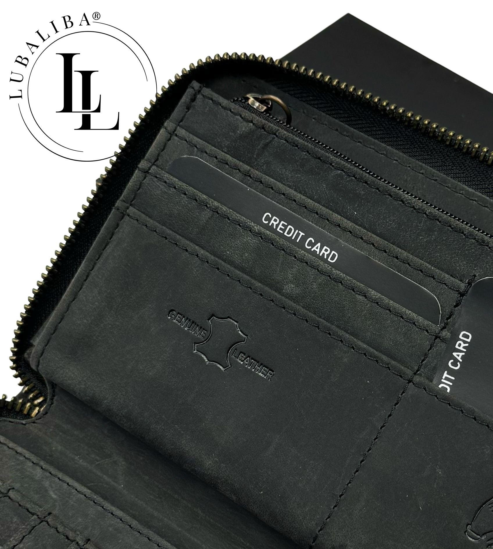 Portefeuille Lubaliba "Sienna" en cuir véritable