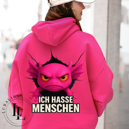 Hoodie Pink " Ich Hasse Menschen Axolotl Pinkylottel IHM " ArtNr.: AAA