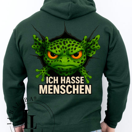 Hoodie Khaki " Ich Hasse Menschen Axolotl Grampylottel IHM " ArtNr.: AAD