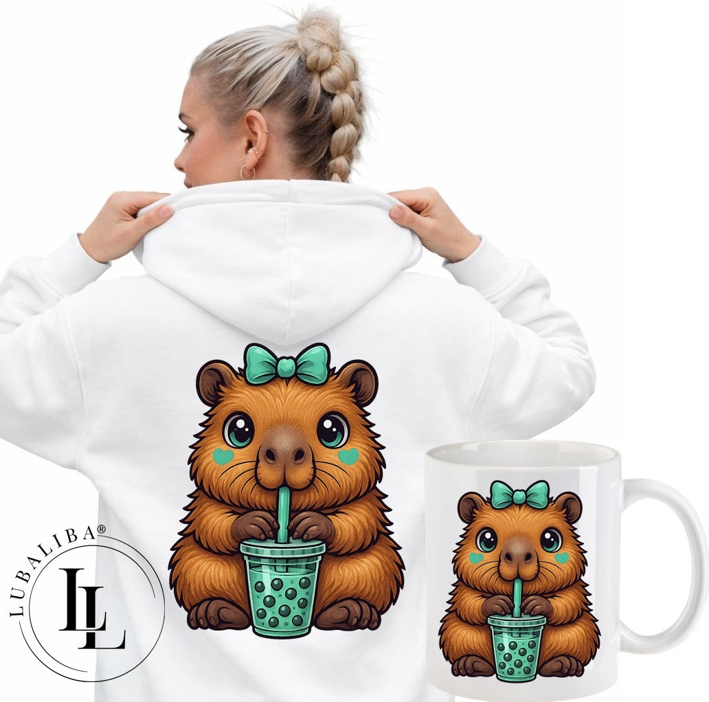 Unisex Hoodie Farbwahl Capybara Bubbel Tea