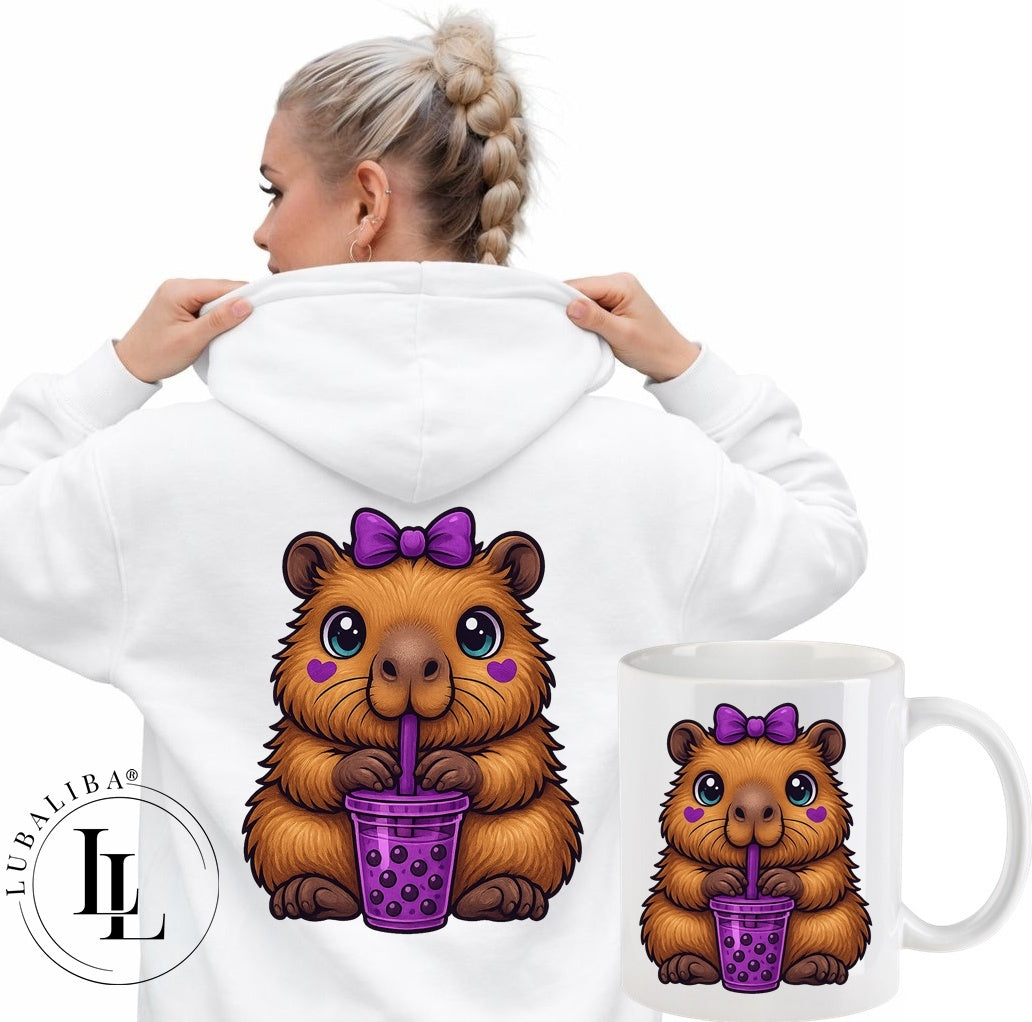 Unisex Hoodie Farbwahl Capybara Bubbel Tea
