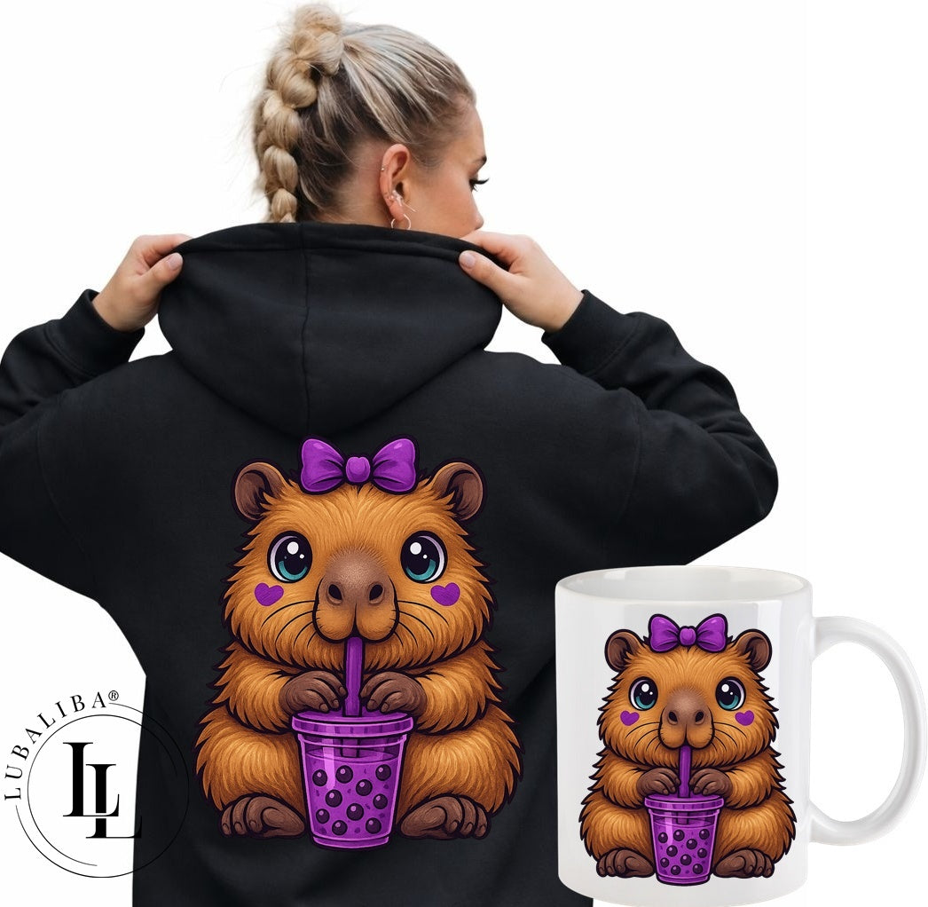 Unisex Hoodie Farbwahl Capybara Bubbel Tea