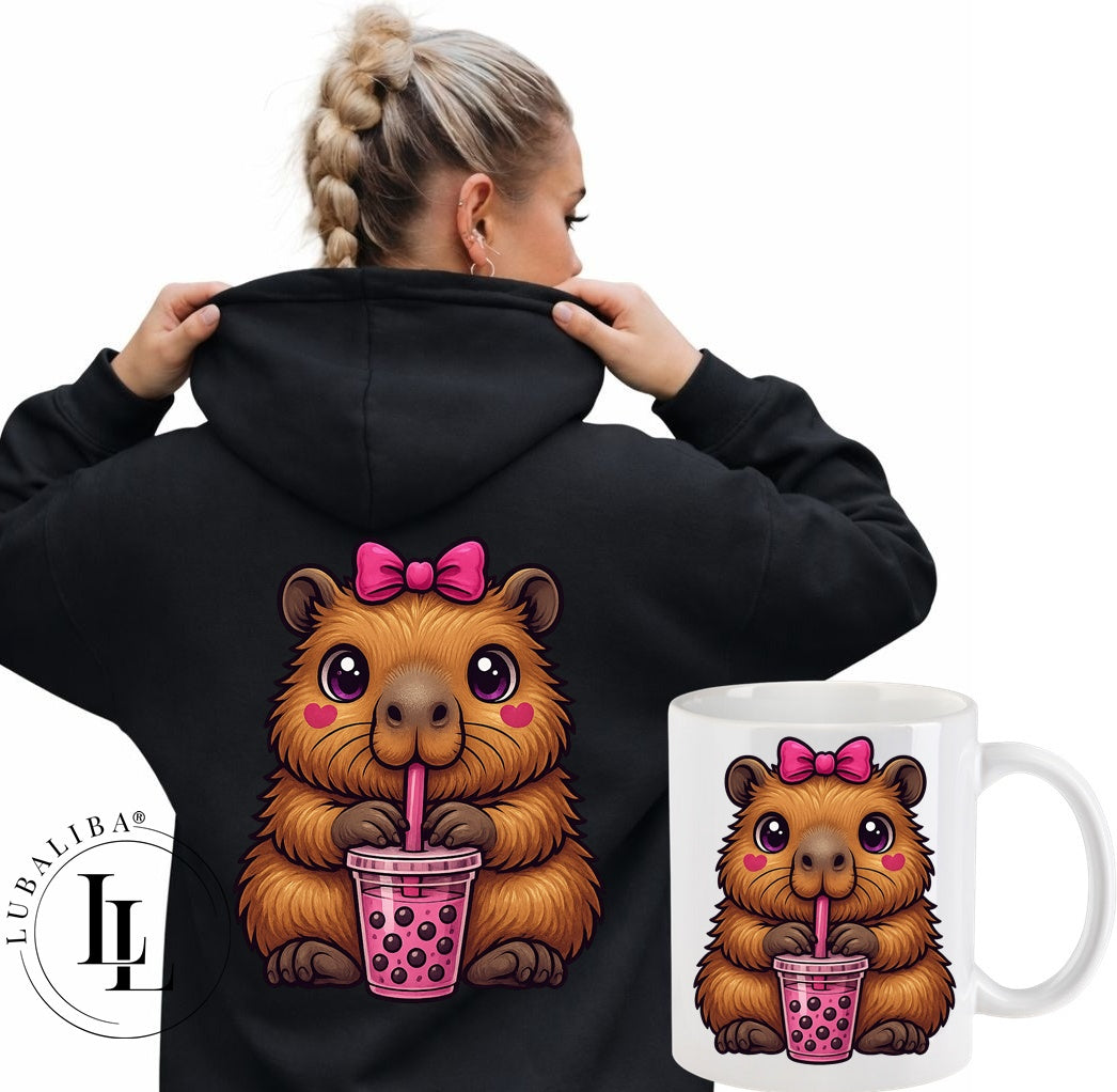 Unisex Hoodie Farbwahl Capybara Bubbel Tea