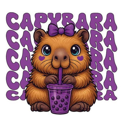 Motiv " CAPYBARA Schriftzug BubbelTea Lila " ArtNr.: AAP