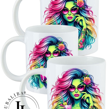 Tasse "Fleur arc-en-ciel verte" N° d'art : DAS
