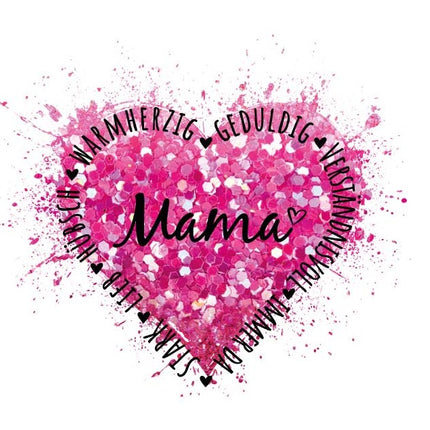 Glitzertasse Pink  " Herz MAMA " Motiv: DAW