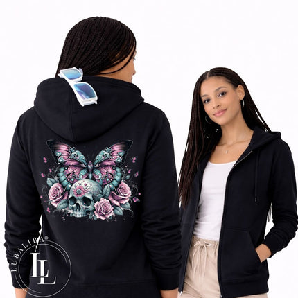 Unisex Kapuzenjacke Farbwahl " Skull Boho Butterfly 2 " MotivNr.: DLB