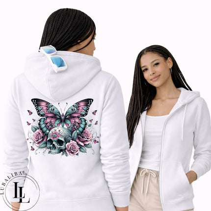 Unisex Kapuzenjacke Farbwahl " Skull Boho Butterfly 2 " MotivNr.: DLB