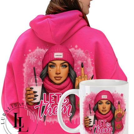 Hoodie Pink + TASSE" Winter Pink Girl Let Them " ArtNr.: DNZ