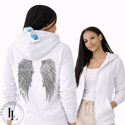 Unisex Kapuzenjacke Farbwahl " Engelsflügel Silber Pearl " MotivNr.: DOZ